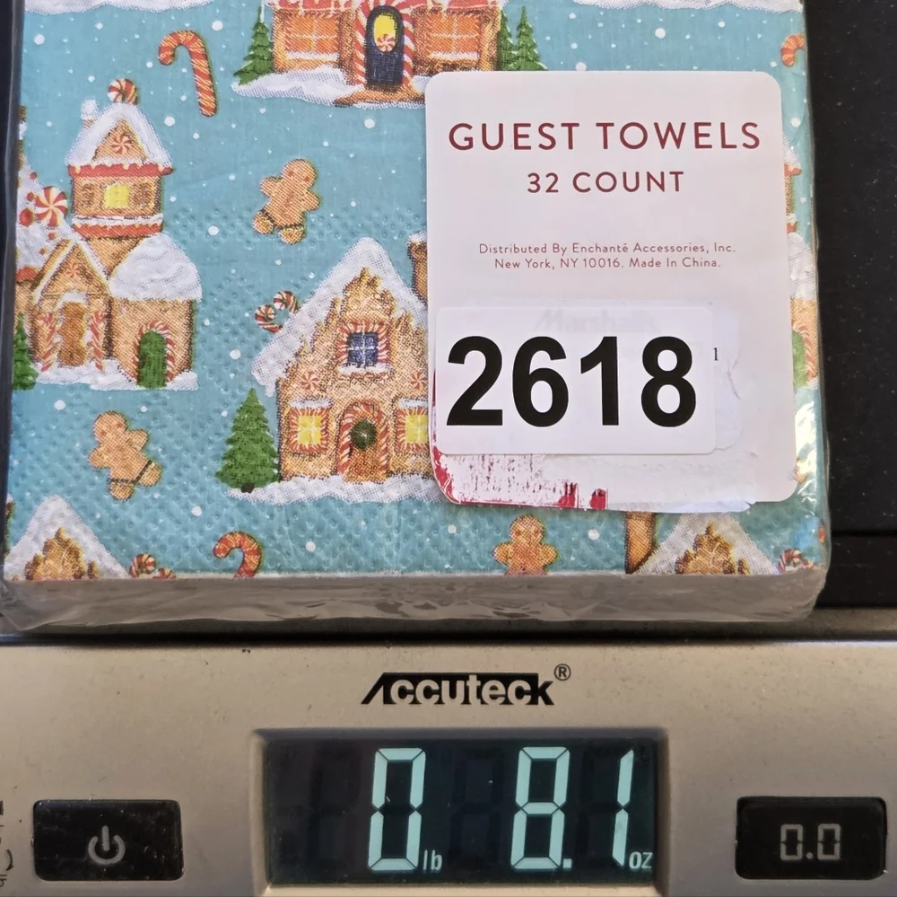 Peppermint‎ Gingerbread Village Blue Christmas Napkin Set
